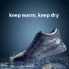 Men casual bootie shoe in black leather and black embossed leather