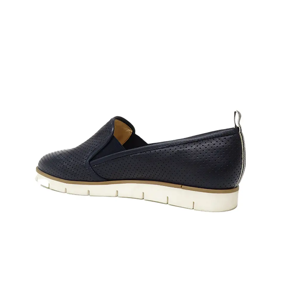 Wholesale height 6cm women comfortable sneaker shoe in blue genuine leather