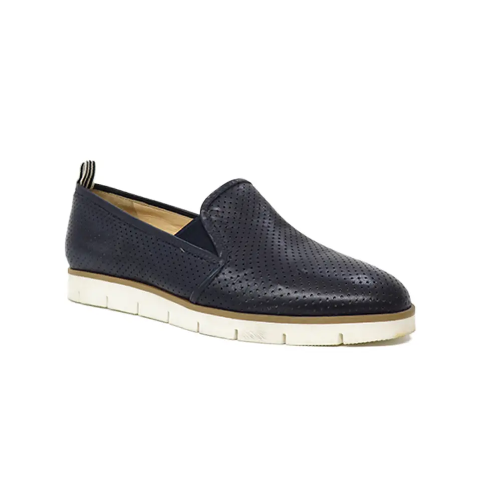 Wholesale height 6cm women comfortable sneaker shoe in blue genuine leather