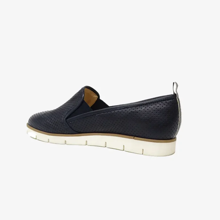 Wholesale height 6cm women comfortable sneaker shoe in blue genuine leather