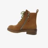 Wholesale height 12cm women fashionable round toe boots shoe in brown genuine leather