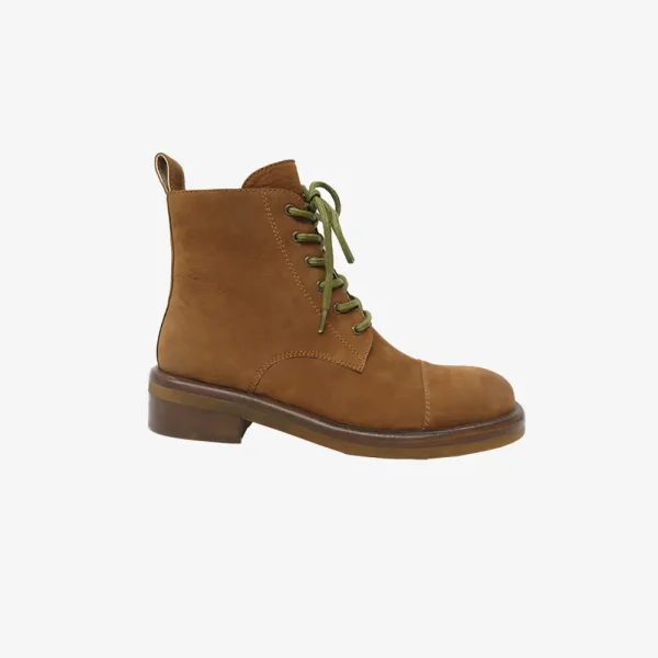 Wholesale height 12cm women fashionable round toe boots shoe in brown genuine leather