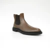 Fashion men dress bootie shoe in burgundy genuine leather