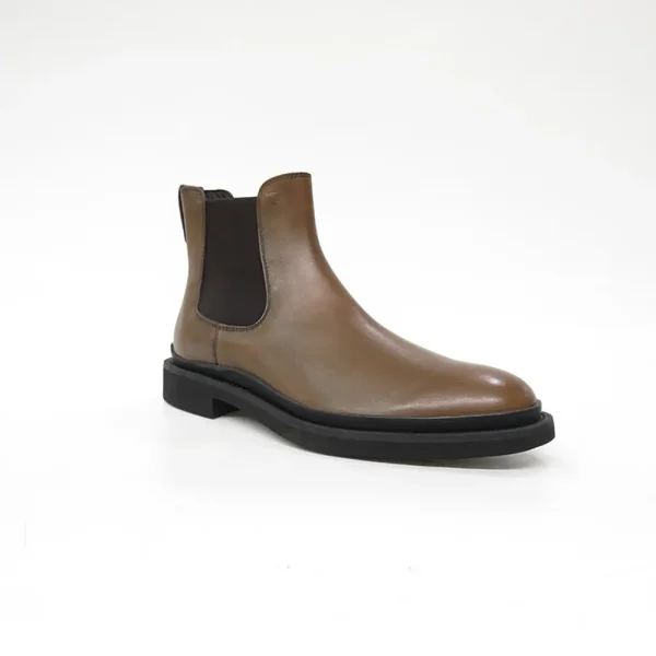 Fashion men dress bootie shoe in burgundy genuine leather