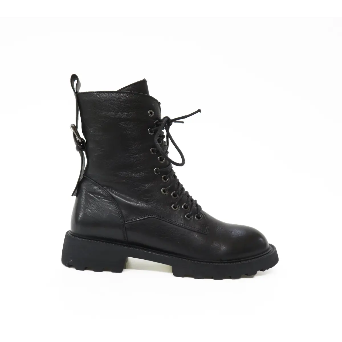 Wholesale height 16cm black genuine leather women fashionable dress boots shoe