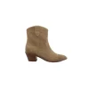 Wholesale height 13cm women fashionable pointed toe boots shoe in dune genuine leather