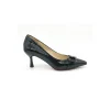 Wholesale height 6cm women fashionable pointed toe pump shoe in black genuine leather
