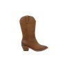 Wholesale height 28cm women fashionable pointed toe boots shoe in brown genuine leather